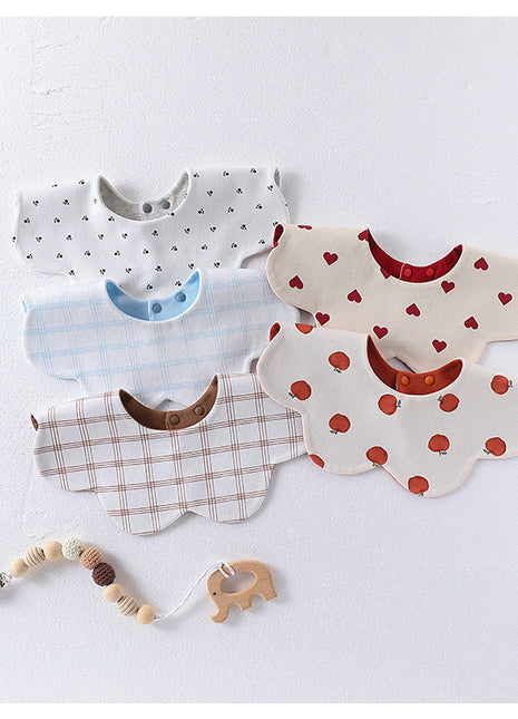Adorable Simple Pattern Cotton Snap-on Flowers Shaped Bib-0