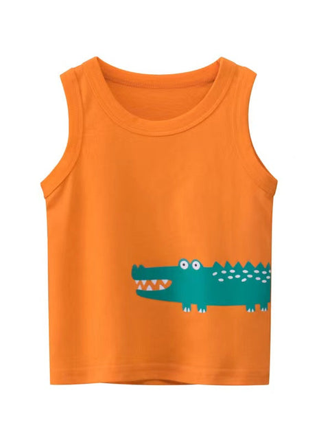 Baby Boy Animal Print Round Neck Sleeveless Children’s Tops In Summer-1