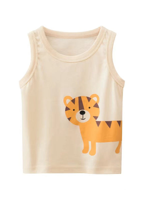 Baby Boy Animal Print Round Neck Sleeveless Children’s Tops In Summer-2