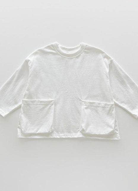 Autumn Arrival Baby Kids Unisex Comfortable Solid Color Pocketed Long Sleeves Top-3
